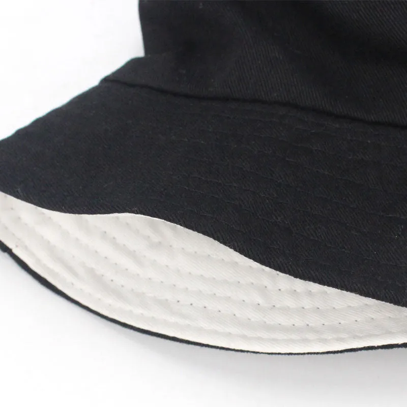 Solid Colors Black White Bucket Hats Women Men Outdoor