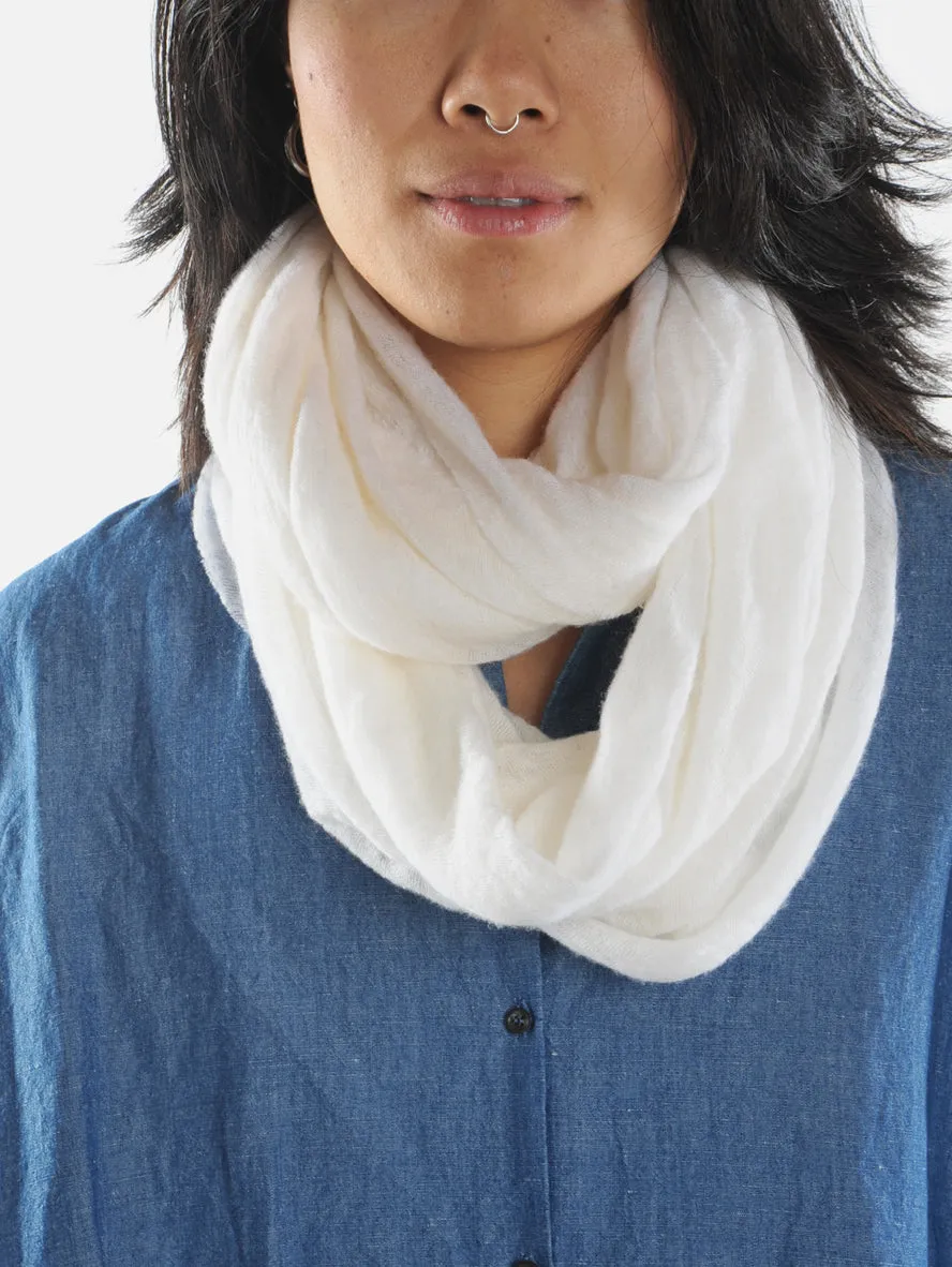 Thick Ivory Classic Knit Cashmere Tube Scarf