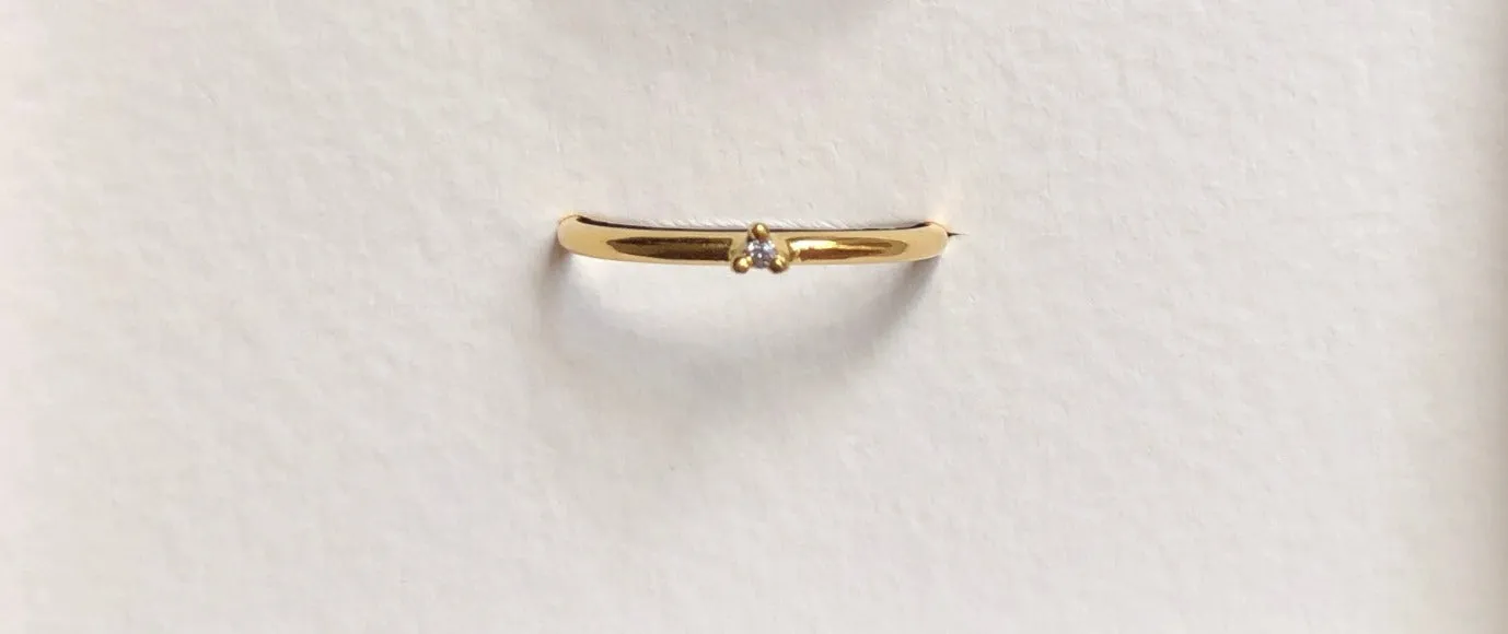 Tiny Diamond Ring, Solid 14k Gold