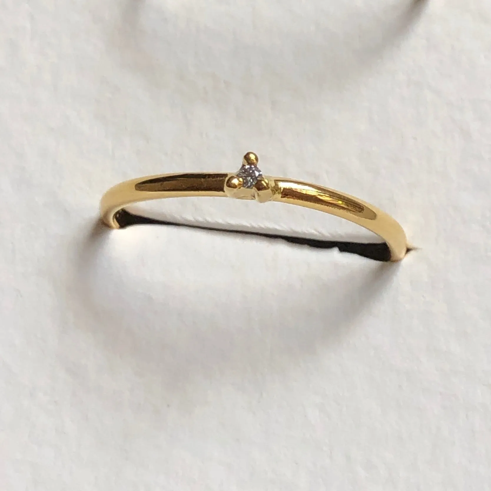 Tiny Diamond Ring, Solid 14k Gold