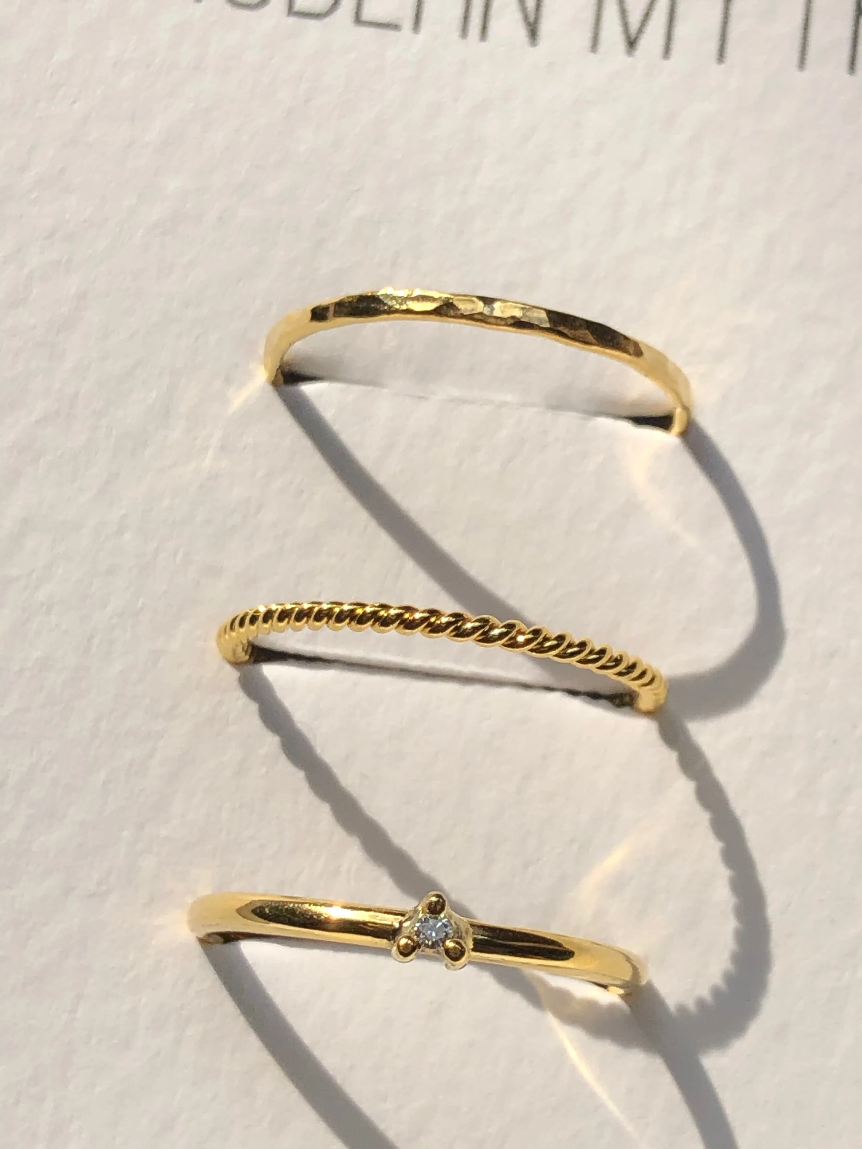 Tiny Diamond Ring, Solid 14k Gold