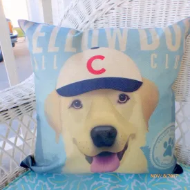 Yellow Dog Baseball pillow cover, yellow lab pillows. baseball pillow cover